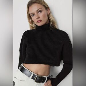 Zara Black Turtleneck Cropped Sweater